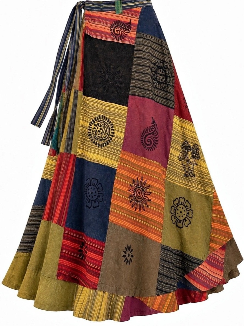 Boho Patchwork Maxi Wrap Skirt 3